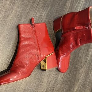 Tory Burch Block Heel Gold Logo Embellishment